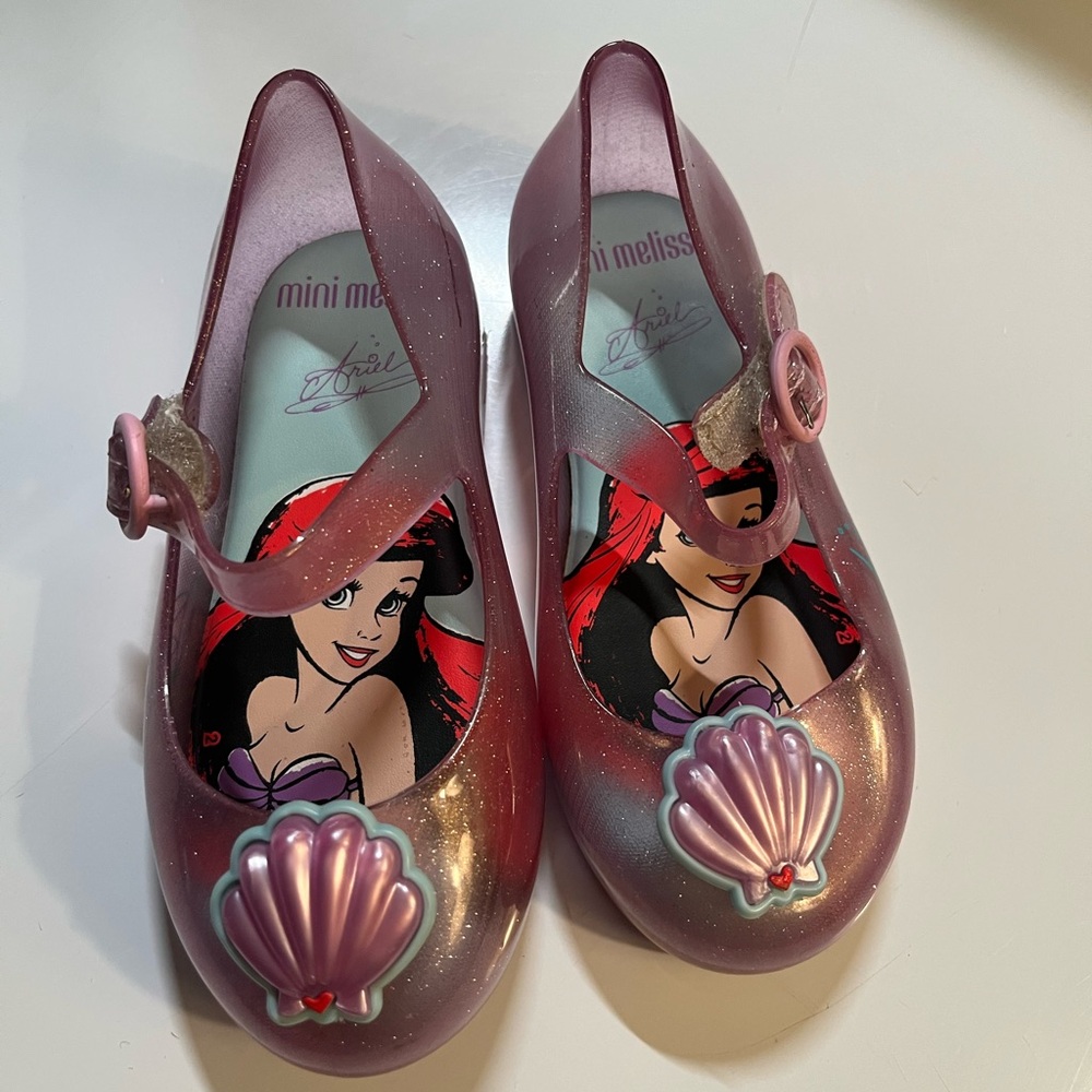 Mini Melissa Kids Pink Glitter Ariel Dress Shoes